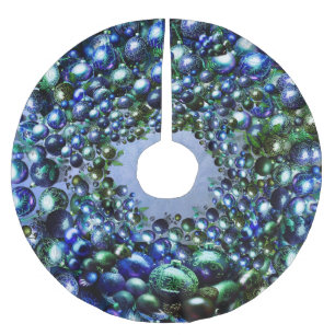 Luxus-Weihnachtsbaumskirt in Blau-Grün Polyester Weihnachtsbaumdecke