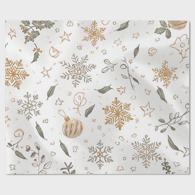 Luxus Weihnachtsgeschenk White & Gold Urlaub Desig Geschenkpapier (Flach)