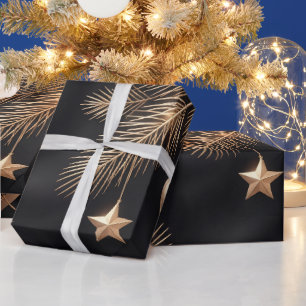 Luxus-Weihnachtspapier in Schwarz und Gold Perso Geschenkpapier