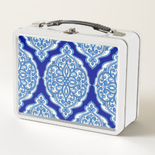 Luxus weiß-blau, türkisches Ornament. Metall Brotdose