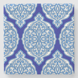 Luxus weiß-blau, türkisches Ornament. Steinuntersetzer