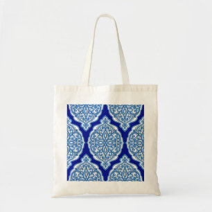 Luxus weiß-blau, türkisches Ornament. Tragetasche