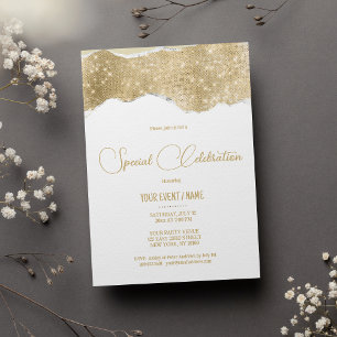 Luxus weiß Gold Silber Glitter Special Event Einladung