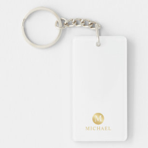 Luxus Weiß und Gold Personalisiertes Monogramm Schlüsselanhänger