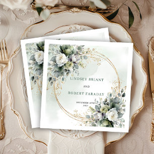Luxus Weiße Rosen Eukalyptus Hochzeitsservietten Serviette