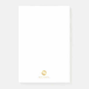 Luxus Weiße und Gold Personalisierte Monogramm Post-it Klebezettel