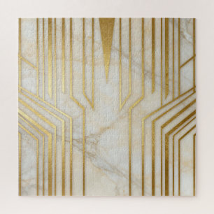 Luxus Weißer Marmor Gold Geometrisches Muster