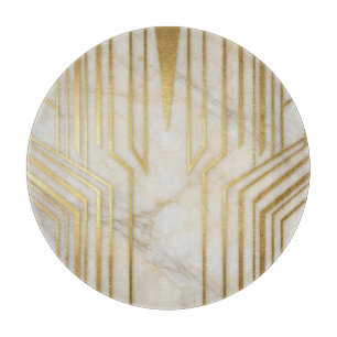 Luxus Weißer Marmor Gold Geometrisches Muster Schneidebrett