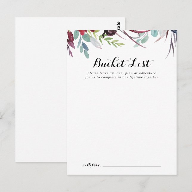 Luxus Whimsical Boho Wedding Bucket List Cards Postkarte (Vorne/Hinten)
