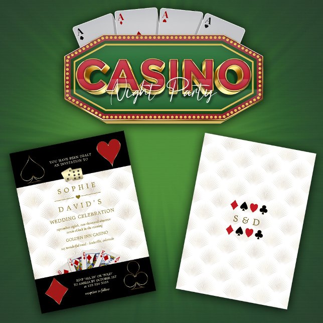 Luxus White Black Casino Vegas Poker Hochzeit Einladung (Von Creator hochgeladen)
