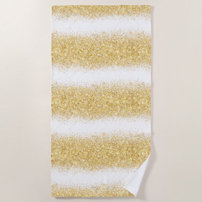 Luxus White Gold Glitzer Strandtuch (Vorderseite)