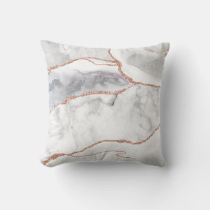 Luxus White Rose Gold Glitzer Agate Marble Kissen