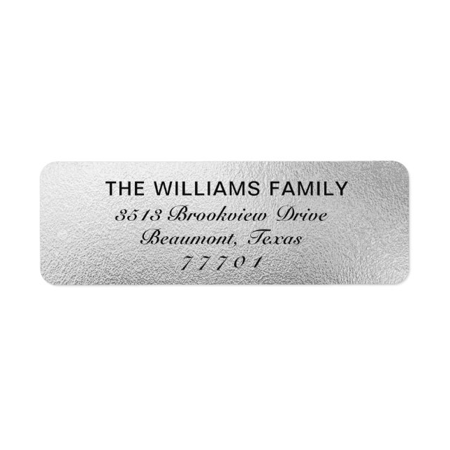 Luxus White Silver Foil Address Label (Vorne)