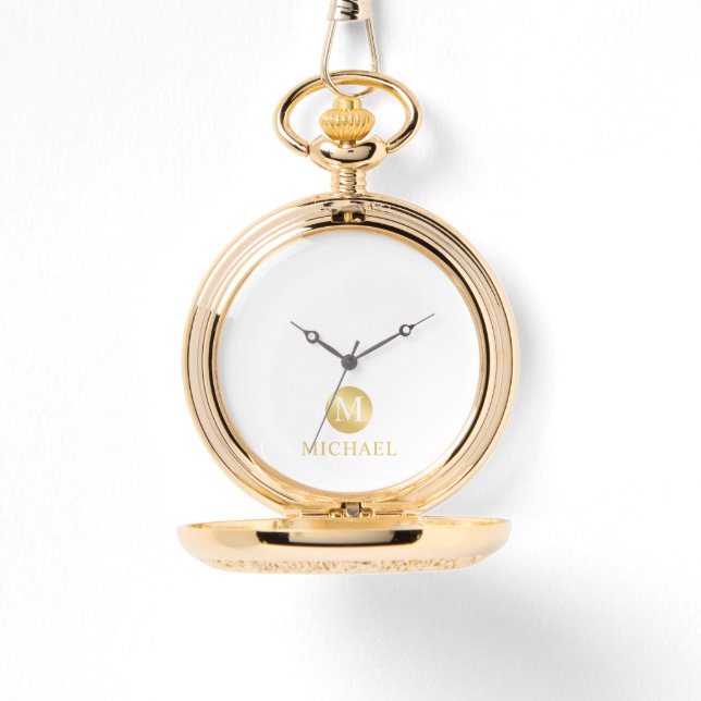 Luxus White und Gold Personalisiert Monogram Armbanduhr (Vorderseite)