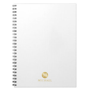 Luxus White und Gold Personalisiert Monogram Notizblock