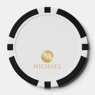 Luxus White und Gold Personalisiert Monogram Pokerchips