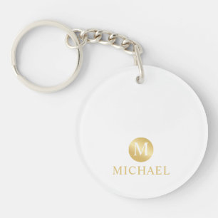 Luxus White und Gold Personalisiert Monogram Schlüsselanhänger