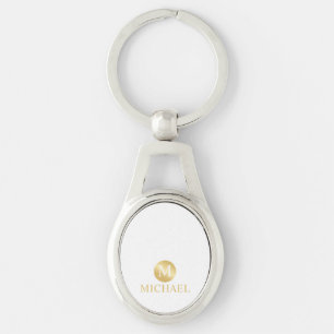 Luxus White und Gold Personalisiert Monogram Schlüsselanhänger