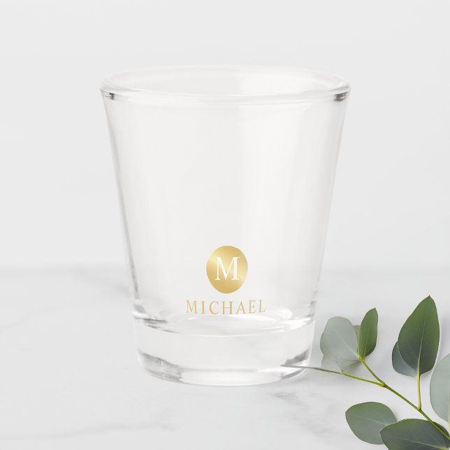 Luxus White und Gold Personalisiert Monogram Schnapsglas (Von Creator hochgeladen)