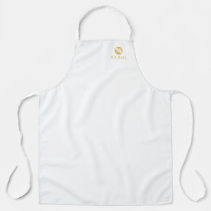 Luxus White und Gold Personalisiert Monogram Schürze