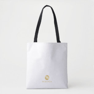 Luxus White und Gold Personalisiert Monogram Tasche