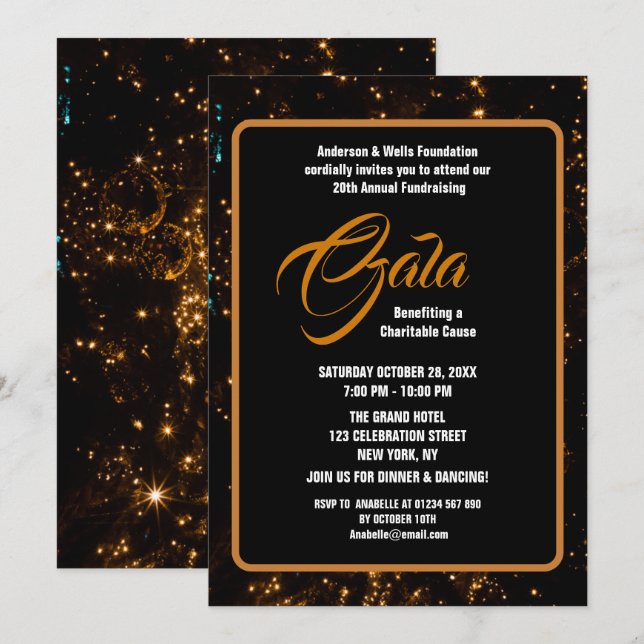 Luxus Wohltätigkeit Ball Gala Formal Fundraiser Ve Einladung (Vorne/Hinten)