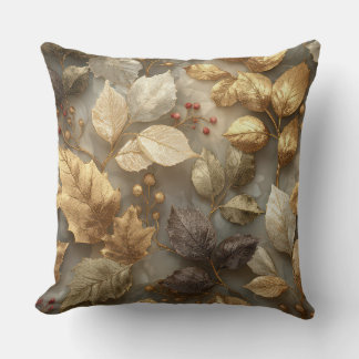 Luxus-Wurfkissen mit botanischen Blättern in Gold Kissen