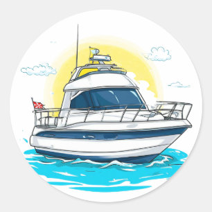 Luxus-Yacht Sailing Under Sunny Skies Runder Aufkleber