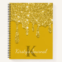 Luxus Yellow Dripping Glitzer Journal