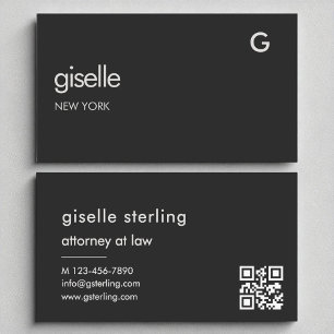 Luxusanwalt bei Law Black QR Code Monogram Visitenkarte