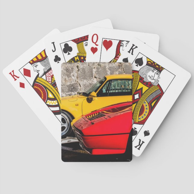 Luxusautos Gelb und Rot Spielkarten (Rückseite)