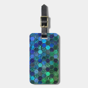 Luxusbienenwabe des metallfolien-Glitzer-blauen Gepäckanhänger