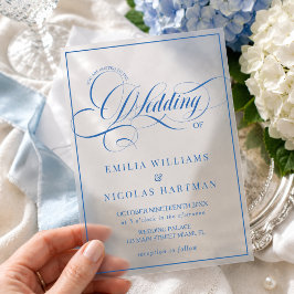 Luxusblaue Hochzeit Acryleinladungen