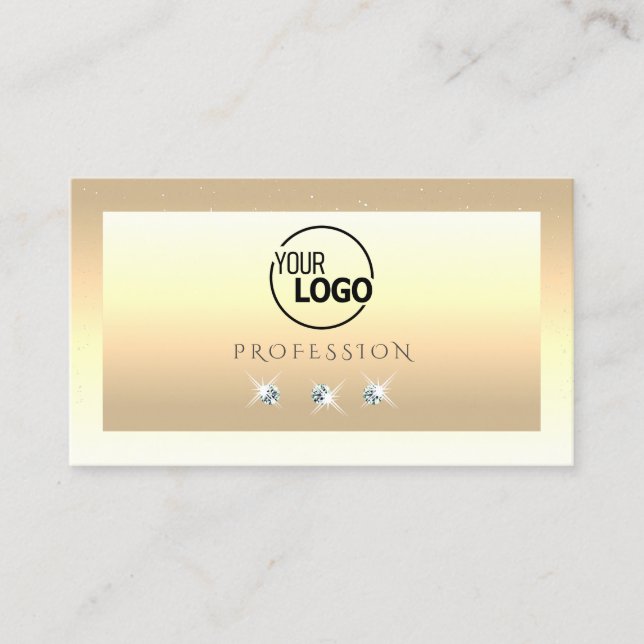 Luxuscreme Beige Ombre Sparkle Diamonds Logo hinzu Visitenkarte (Vorderseite)