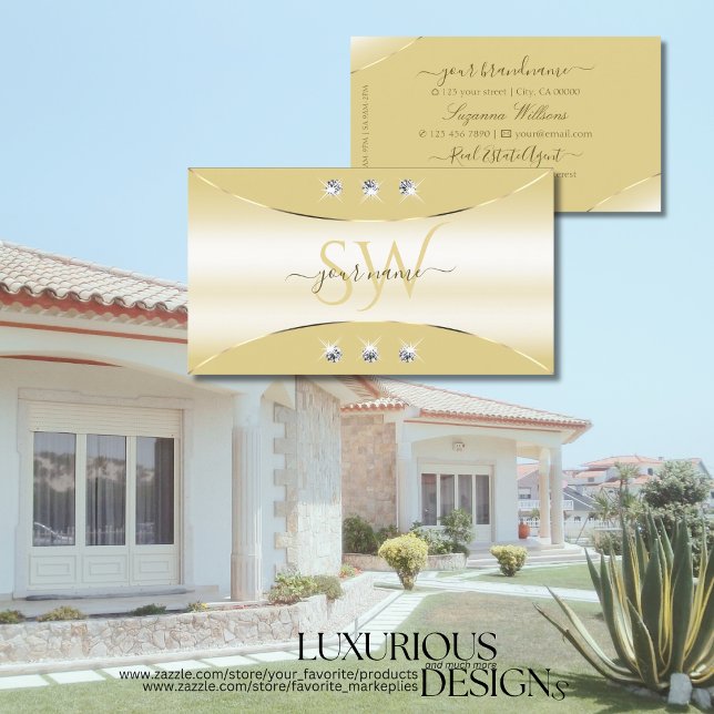 Luxuscreme mit Gold-Decklo-Diamanten und Monogramm Visitenkarte (Von Creator hochgeladen)