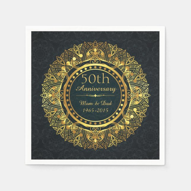 Luxusdesign 50. Hochzeitstag Serviette (Vorderseite)