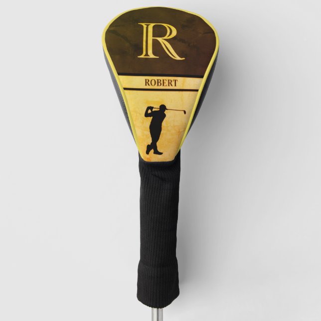 Luxusdesign Robert „R“-Monogramm aus Leder Golf Headcover (Vorderseite)
