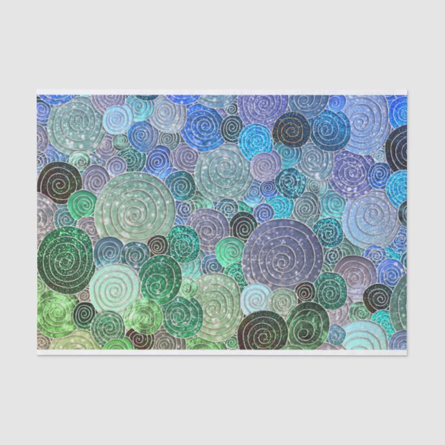 LuxusGlitzer-Punkte und Kreise - frisches Aqua Seidenpapier (Vorderseite)