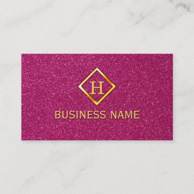 LuxusGlitzer-Rosa-Goldmonogramm-Geschäfts-Karte Visitenkarte (Vorderseite)