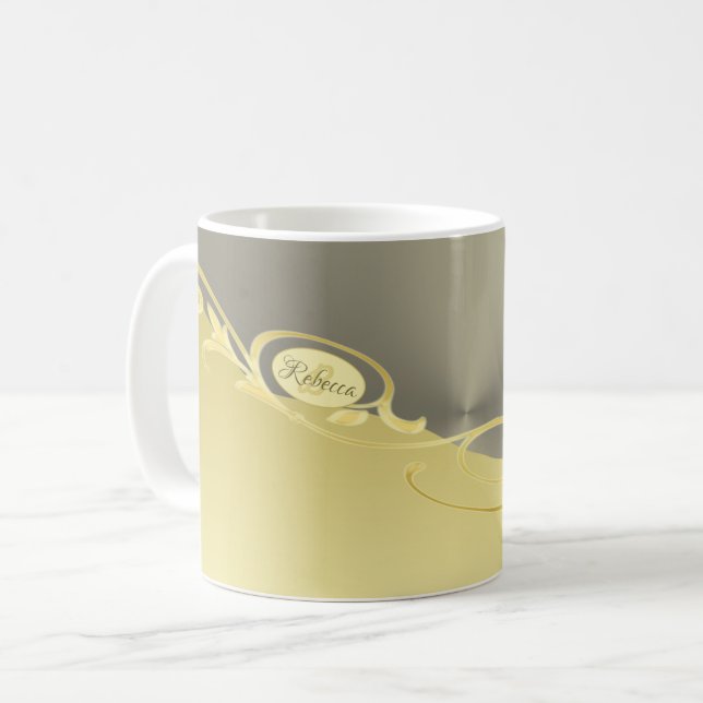 Luxusgold dekoriert auf Gold & Silber, Monogram Kaffeetasse (Vorderseite Links)
