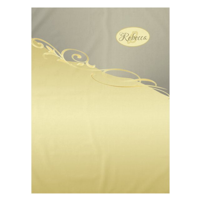 Luxusgold dekoriert auf Gold & Silber, Monogram Tischdecke (Vorderseite)