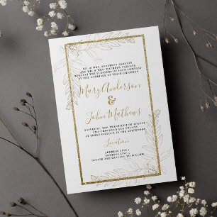 Luxusgold-Glitzer Hochzeit Einladung