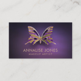Luxusgold und Amethyst Schmetterling auf Lila Visitenkarte