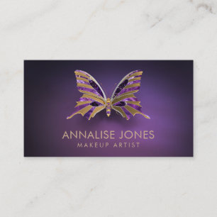 Luxusgold und Amethyst Schmetterling auf Lila Visitenkarte