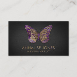 Luxusgold und Amethyst Schmetterling auf schwarzem Visitenkarte