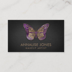 Luxusgold und Amethyst Schmetterling auf schwarzem Visitenkarte