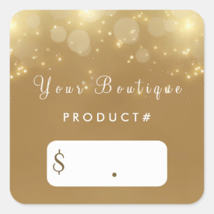 LuxusgoldBokeh Glamour-Butike-Preis-Umbauten Quadratischer Aufkleber
