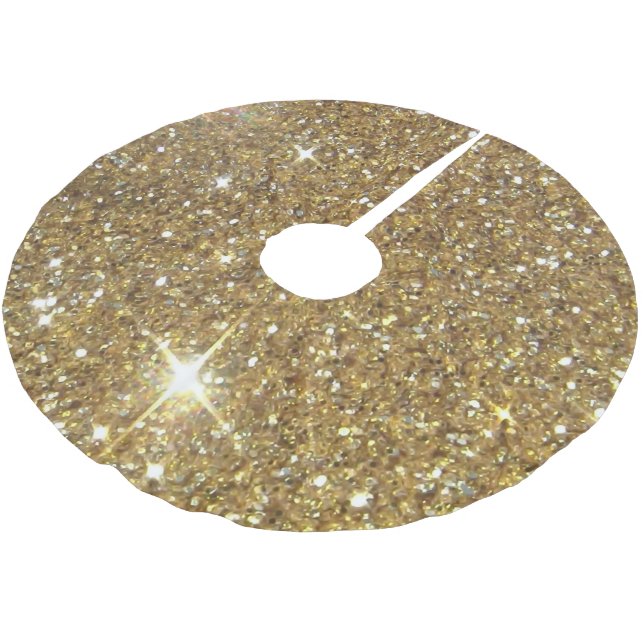 LuxusgoldGlitzer - Druckbild Polyester Weihnachtsbaumdecke (Schrägansicht)
