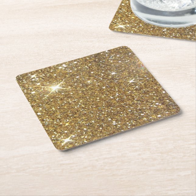 LuxusgoldGlitzer - Druckbild Rechteckiger Pappuntersetzer (angewinkelt)