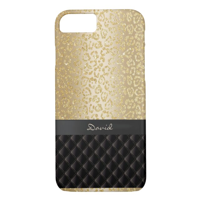 Luxusgoldleopard-Druck-individueller Name Case-Mate iPhone Hülle (Rückseite)